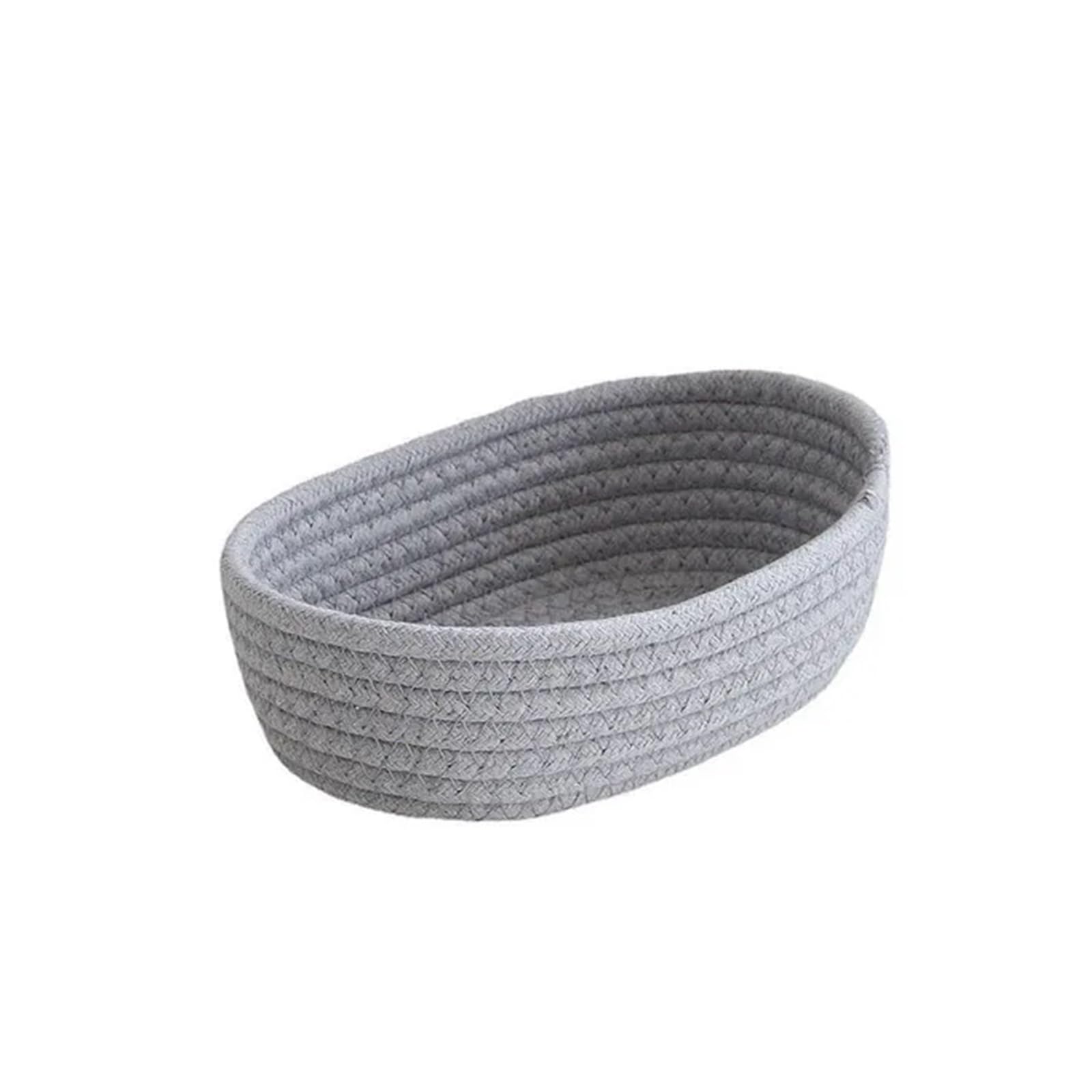 Fabric Storage Basket Cotton Rope Woven Storage Baskets Organize Boxs Desktop Sundries Basket Key Cosmetics(Gray,Medium 26X16X8CM)