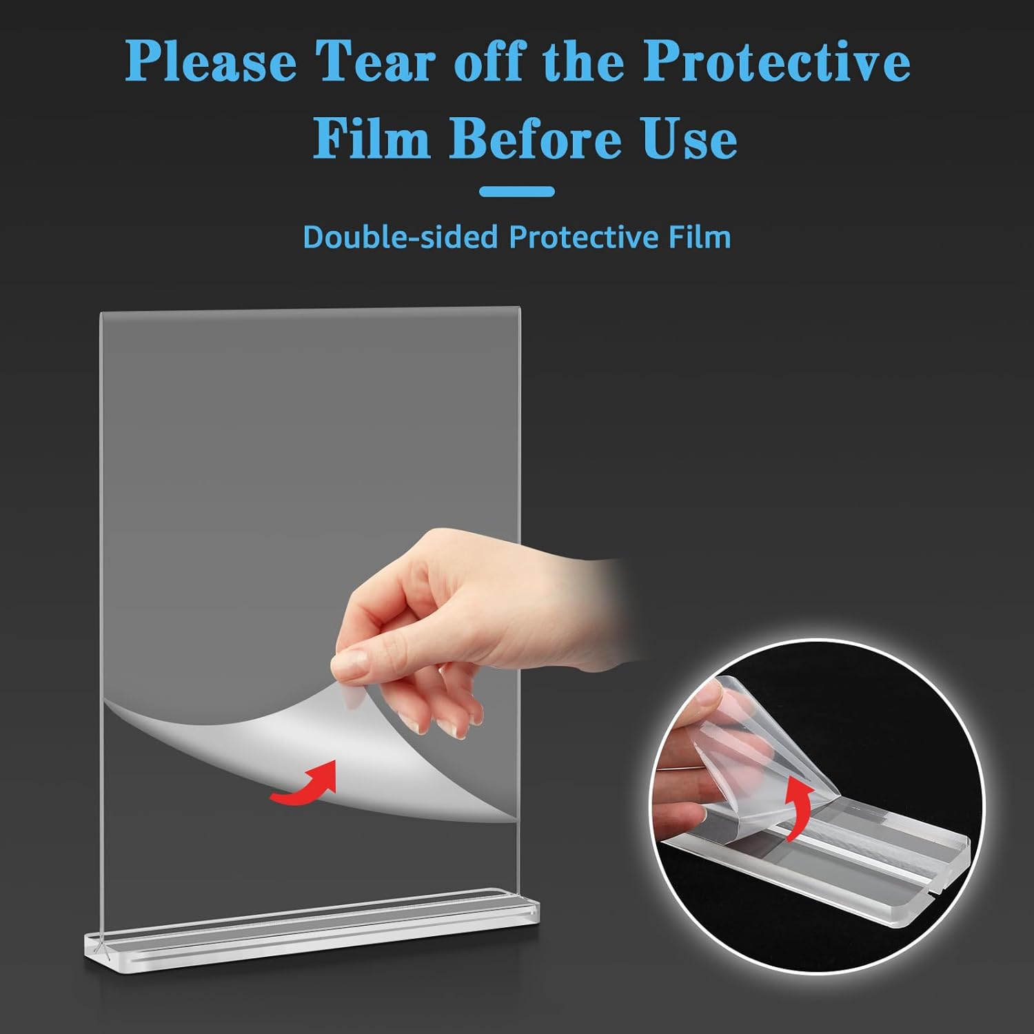 Smarpau 5x7 Acrylic Sign Holder, 6 Pack Double Sided Clear Display Stands, Vertical Table Number Holders, Plastic Picture Frames, Flyer Menu Brochure Sign Holder for Office, Show Fair, Restaurants - Image 4