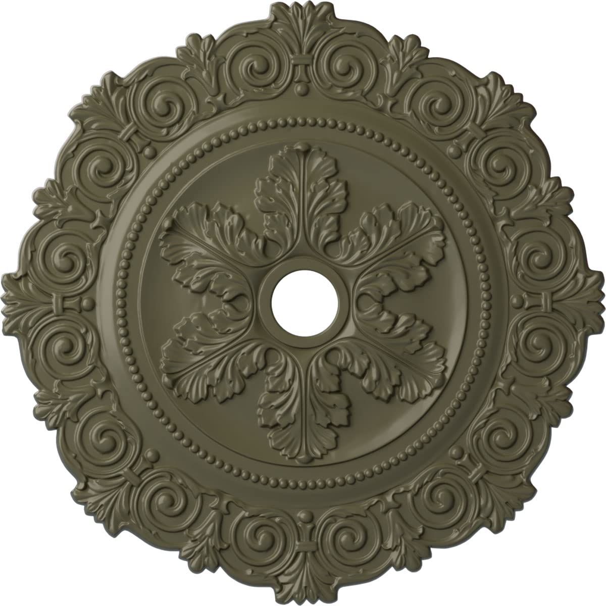 Médaillon de plafond sculpté au relief profond finition cuivre antique effet authentique