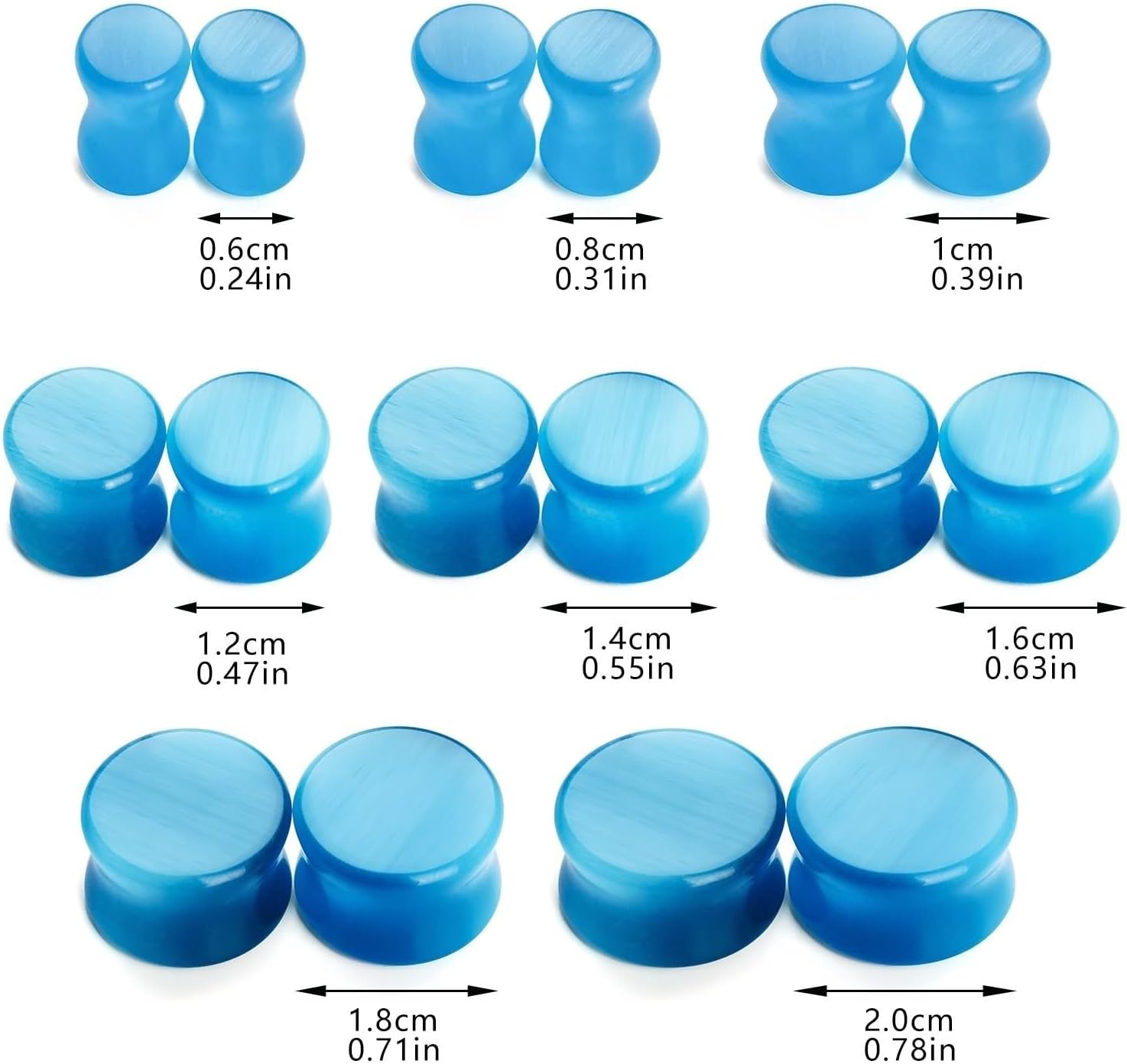 Mens Ear Gauges Plugs, Stone Tunnels for Women Ears Blue Stone Unisex Piercing Gauge Earrings 2pcs