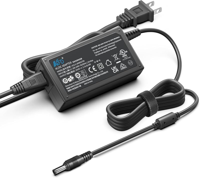 24V AC Adapter for Dymo LabelWriter 5XL 4XL 550 310 315 320 330 400 450 Twin Turbo Label Printer Fujitsu ScanSnap S1500 Fi-7160 Fi-5120C Scanner Levoit Vital 200S-P Air Purifier Power Supply Cord