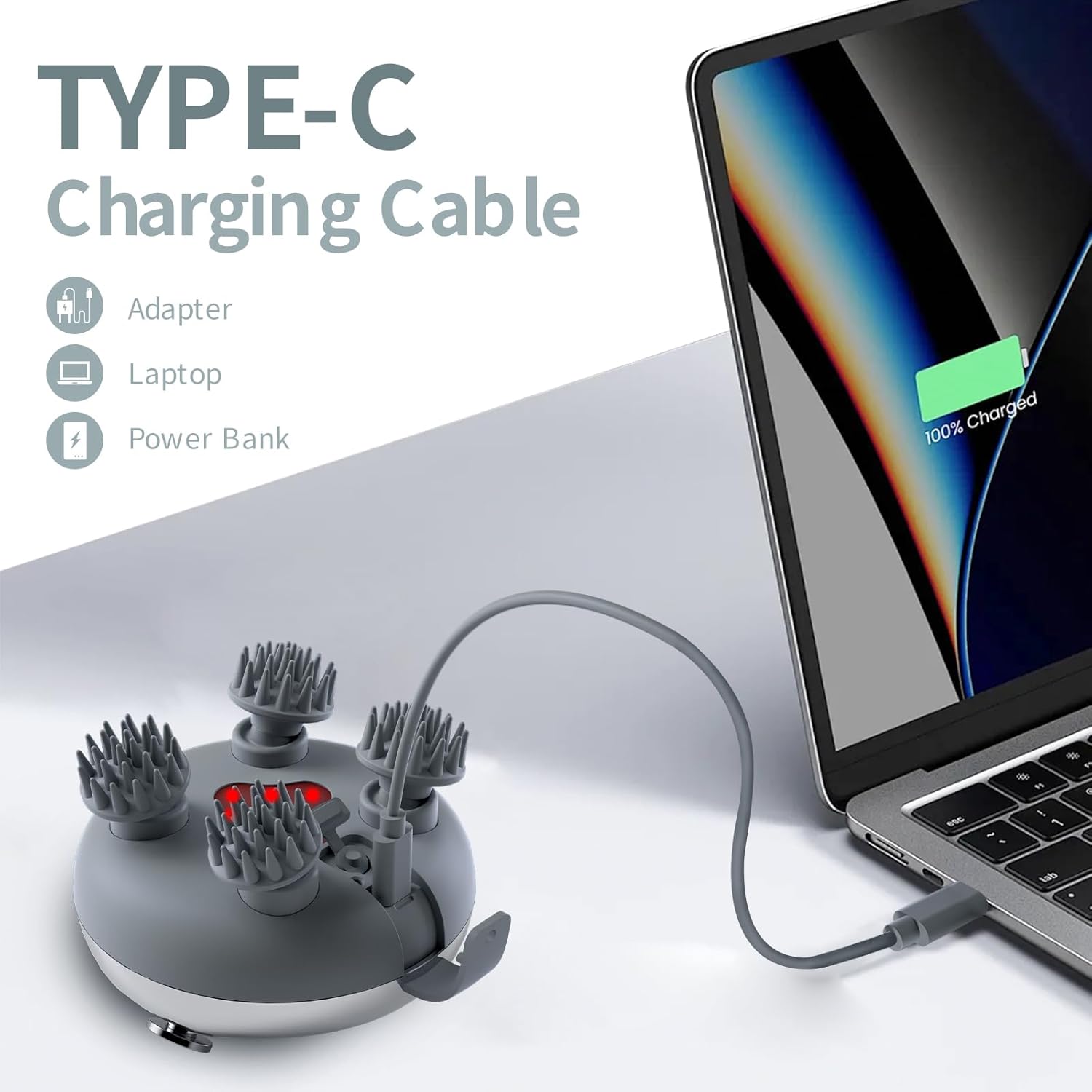 ScalpHero Smart Scalp Massager 2.0, Portable Heated Head with 128 Massage Nodes, Scalp Hero Electric Head Massager for Stress Relief, Deeply Clean Scalp Soothes Nerves & Promotes Hair Growth