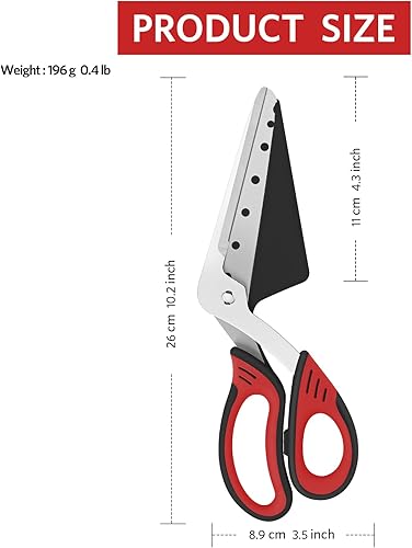 Miniatura 5 de Tijeras de pizza con espátula extraíble para pizza, cuchillas afiladas de acero inoxidable de grado alimenticio, agarre suave, tijeras de cocina