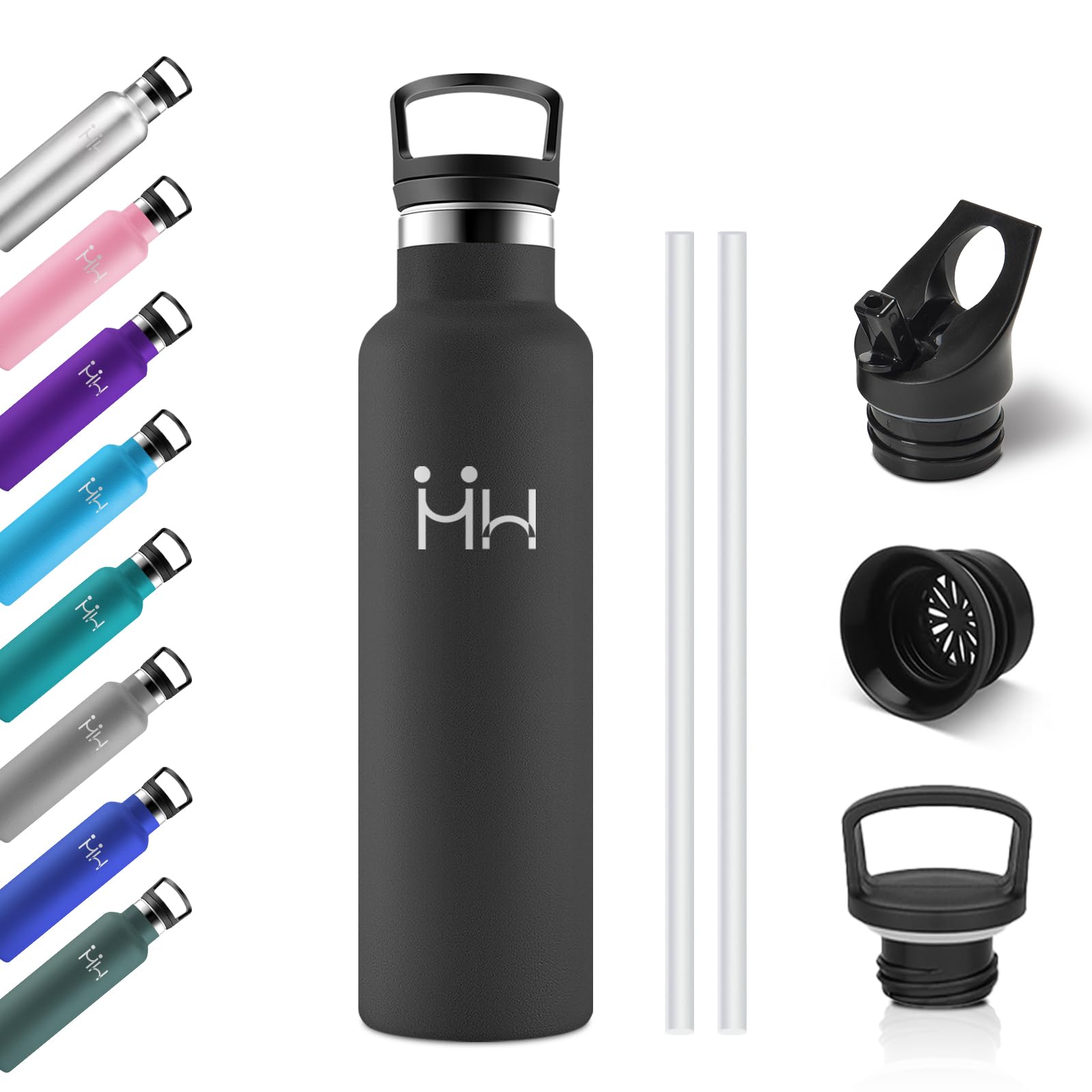 750ml Insulated Bottle, Stainless Steel Water Bottle with Straw, Double-Walled Thermal Water Bottle, Reusable, BPA Free Bottle & Leakage, Thermos for Office, Travel, Camping