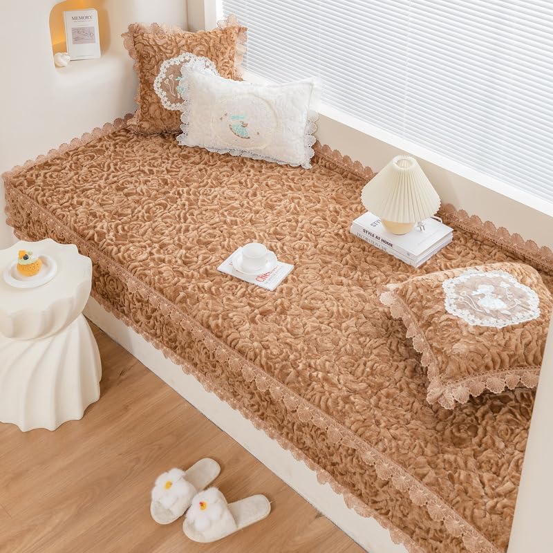 Tapis en peluche de couleur unie café 90x90 cm avec dossier antidérapant pour le sol de la maison