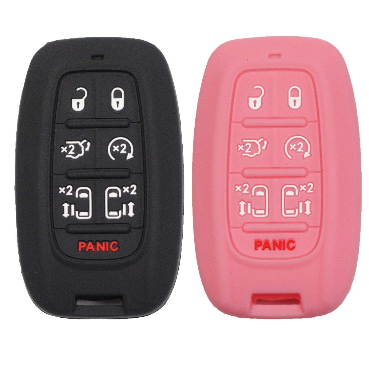 Btopars2pcs 7 Buttons Silicone Rubber Remote Smart Key Fob Case Cover Protector Holder Jacket Compatible with Chrysler 2017 2018 2019 2020 Pacifica 2020 Voyager si65blackpink