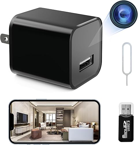 Cámara de 1080P con cargador USB WiFi, cámara de niñera con visión nocturna y detección de movimiento, cámara de seguridad inalámbrica para