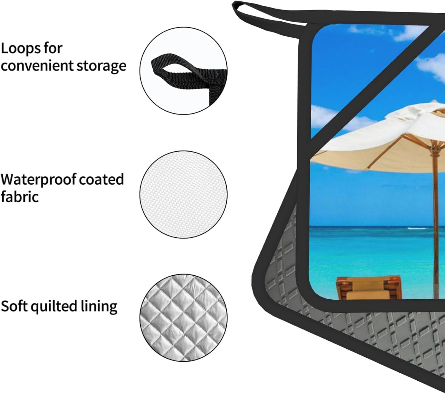 White Beach Tropical sea Oven Mitts and Pot Holders Set of 4 Heat Resistant Kitchen Gloves with Silicone Palm Hot Pads for Baking Cooking Grilling BBQ