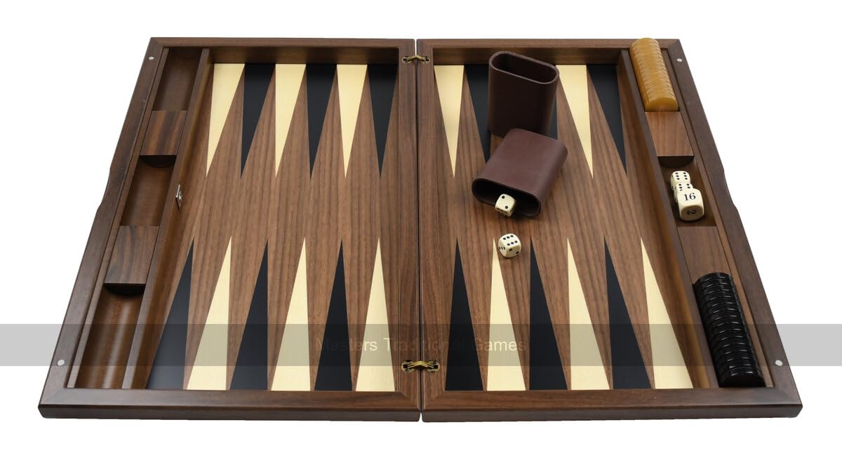 Dal Negro Detroit Walnut 19-inch Backgammon Set