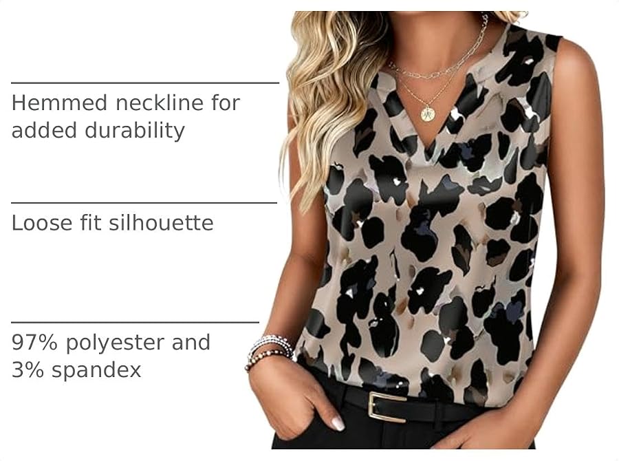 Zeagoo Women's Trendy Silk Satin Tops Dressy Casual Tank Top V Neck Shirts | Sleeveless Business Work Blouses for Women, Dressy Casual Blouses, Office Work Shirts for Women, Cute Fashion Clothing, image 4