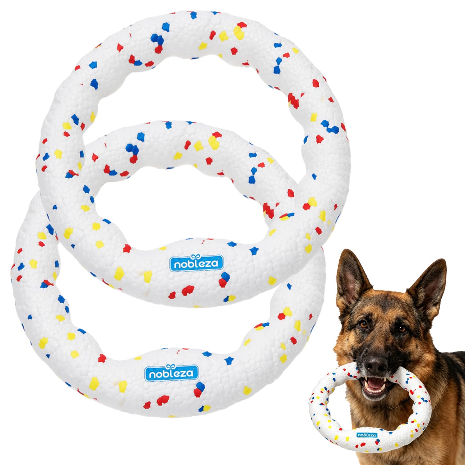 Nobleza Frisbee dla Psa 2-Pak (Φ23cm) | Ultralekki E-TPU Gryzak Szarpak | Trwały, Pływający Pies Zabawka do Wody i Czyszczenia Zębów