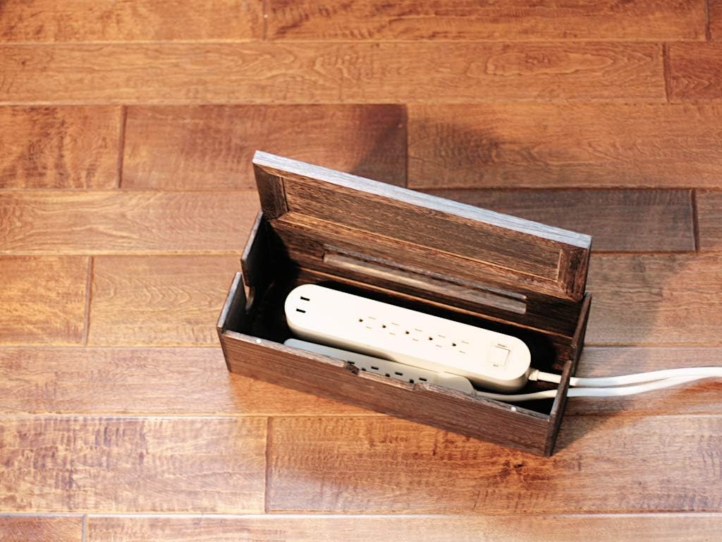 Hоlіdау Dеаlѕ 🛒 Solid Wood Cable Management Box, Naturally Carbonized Cord & Power Strip Organizer