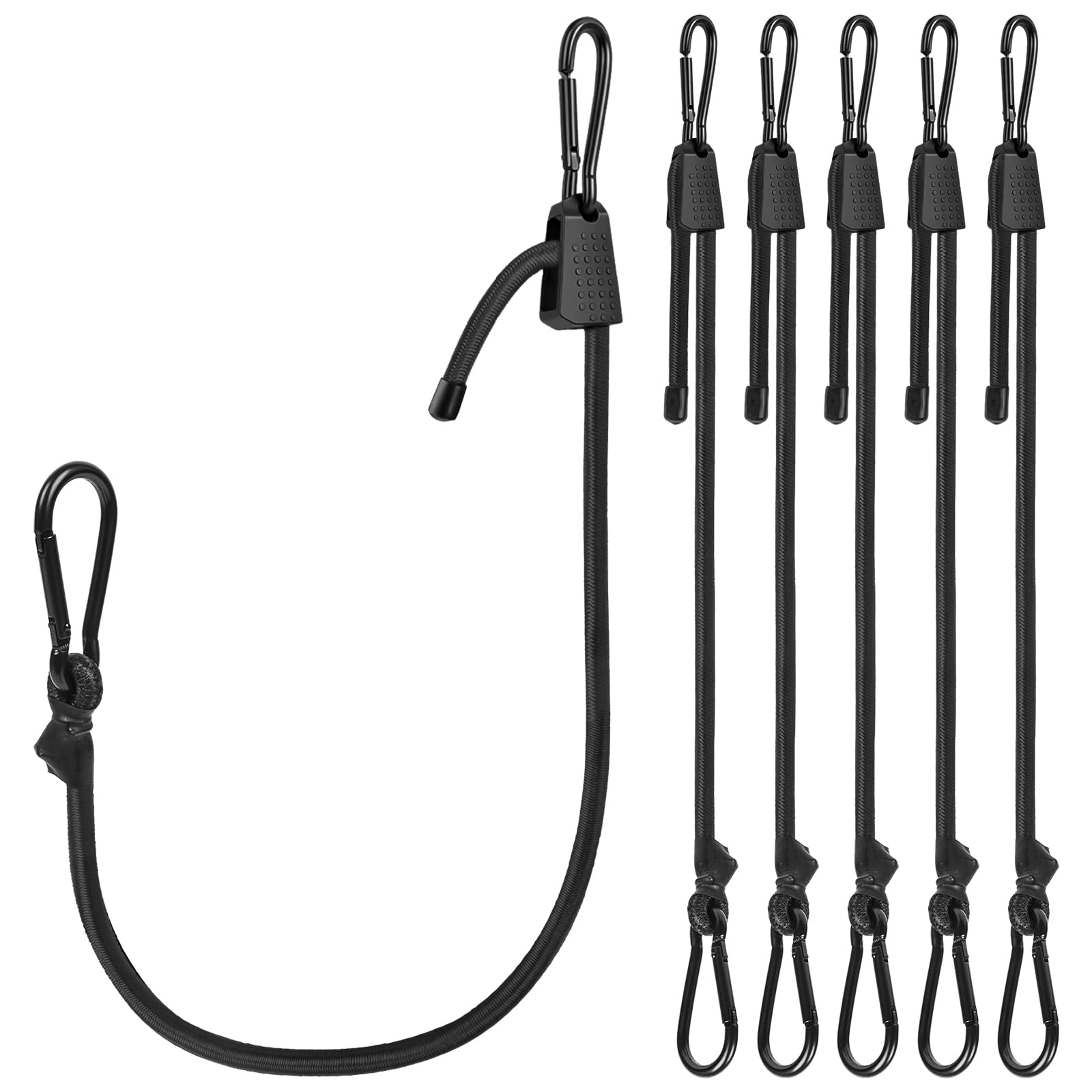 Flintronic Bungee Cords with Hooks, 6Pack 8mm*90cm Adjustable Bungee Cords with Carabiner