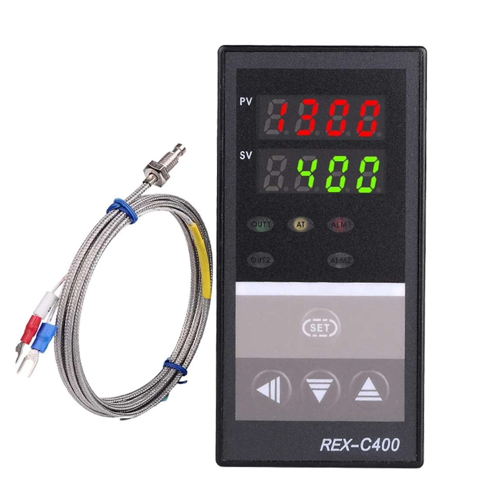 RWRAPS regolatore Temperatura pid Doppio regolatore di Temperatura PID Digitale REX-C400 con termocoppia sensore K, Uscita relè