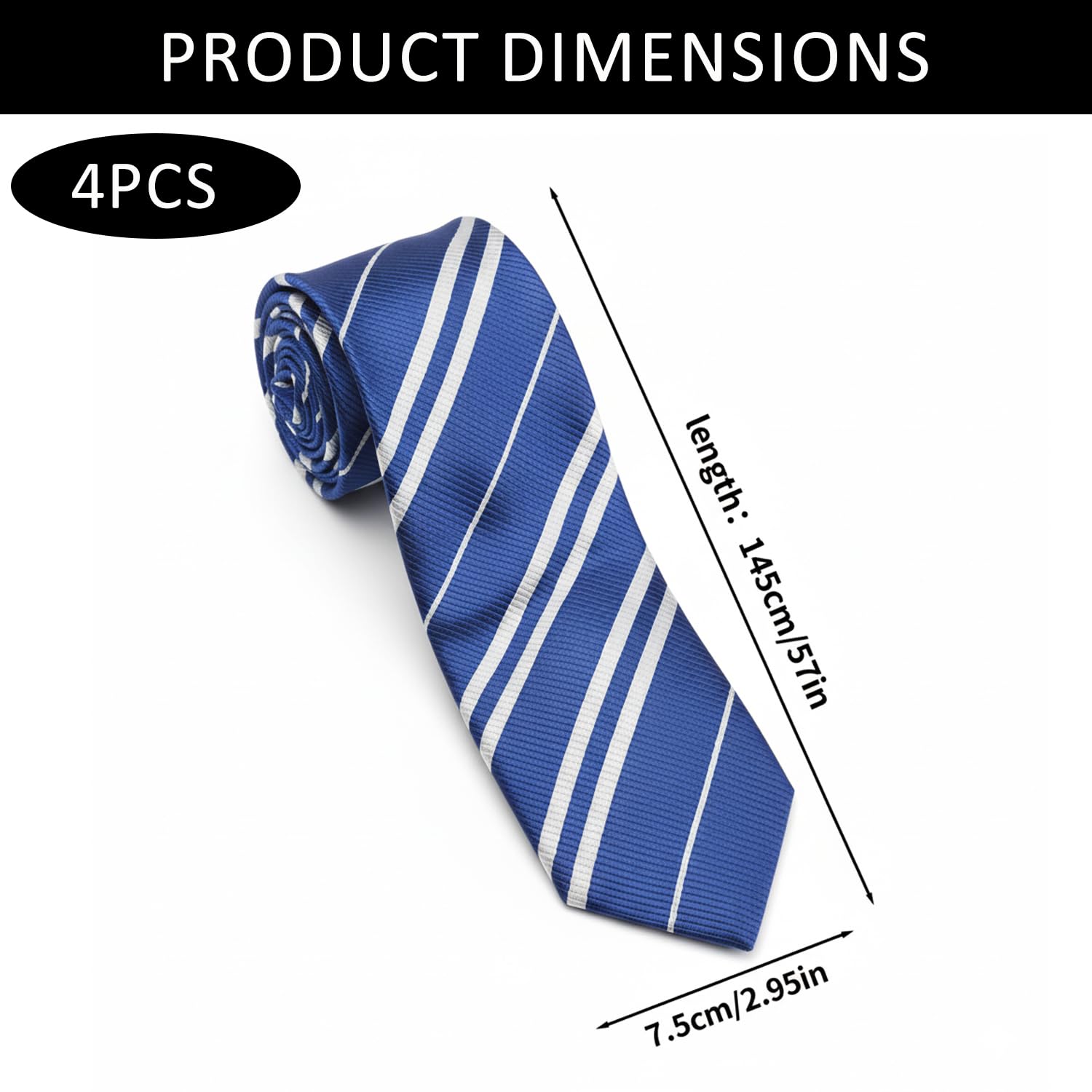 HolooVeranillo 3Pcs Wizard Costume Scarf Ties, School Uniform Tie Set, Dress Striped Necktie - Image 2