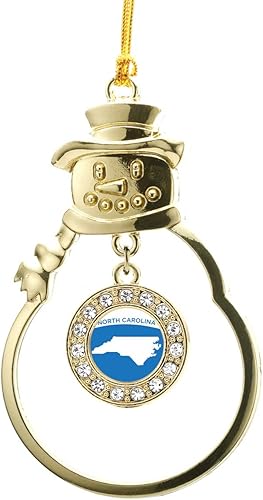 Miniatura 77 de Inspired Silver - Esquema de Virginia Occidental - Adorno de Navidad dorado - Adorno circular para árbol de Navidad con circonita cúbica