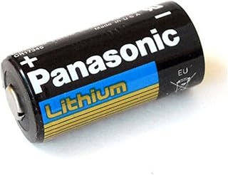 CR123A Lithium battery 3V Photo Lithium Battery, 0.67" Diameter x 1.36" H (17.0 mm x 34.5 mm), black/Gold/Blue