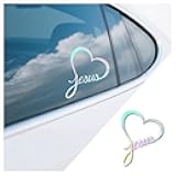 Heart Jesus Car Stickers,Stylish & Versatile Christian Car Decals for Cars Decorations as Christian Gifts for Women,Universal Jesus Cars Decals for Windows,Bumper,Truck