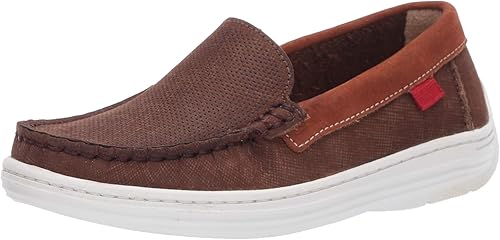 Marc Joseph New York Kids Loafer, Brown Jeans Perforated/Contrast Binding 3 M US