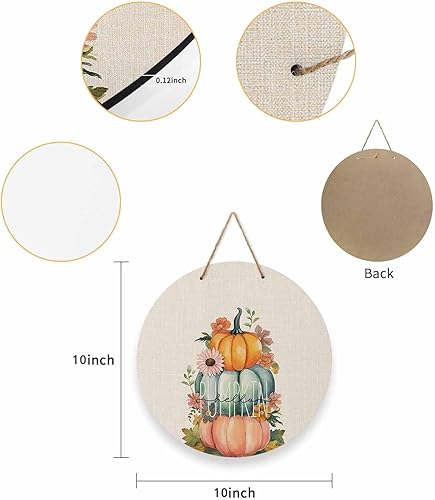 Miniatura 2 de Letrero de bienvenida para decoración de puerta delantera, diseño floral de calabaza de Acción de Gracias, coronas de 10 pulgadas, decoración