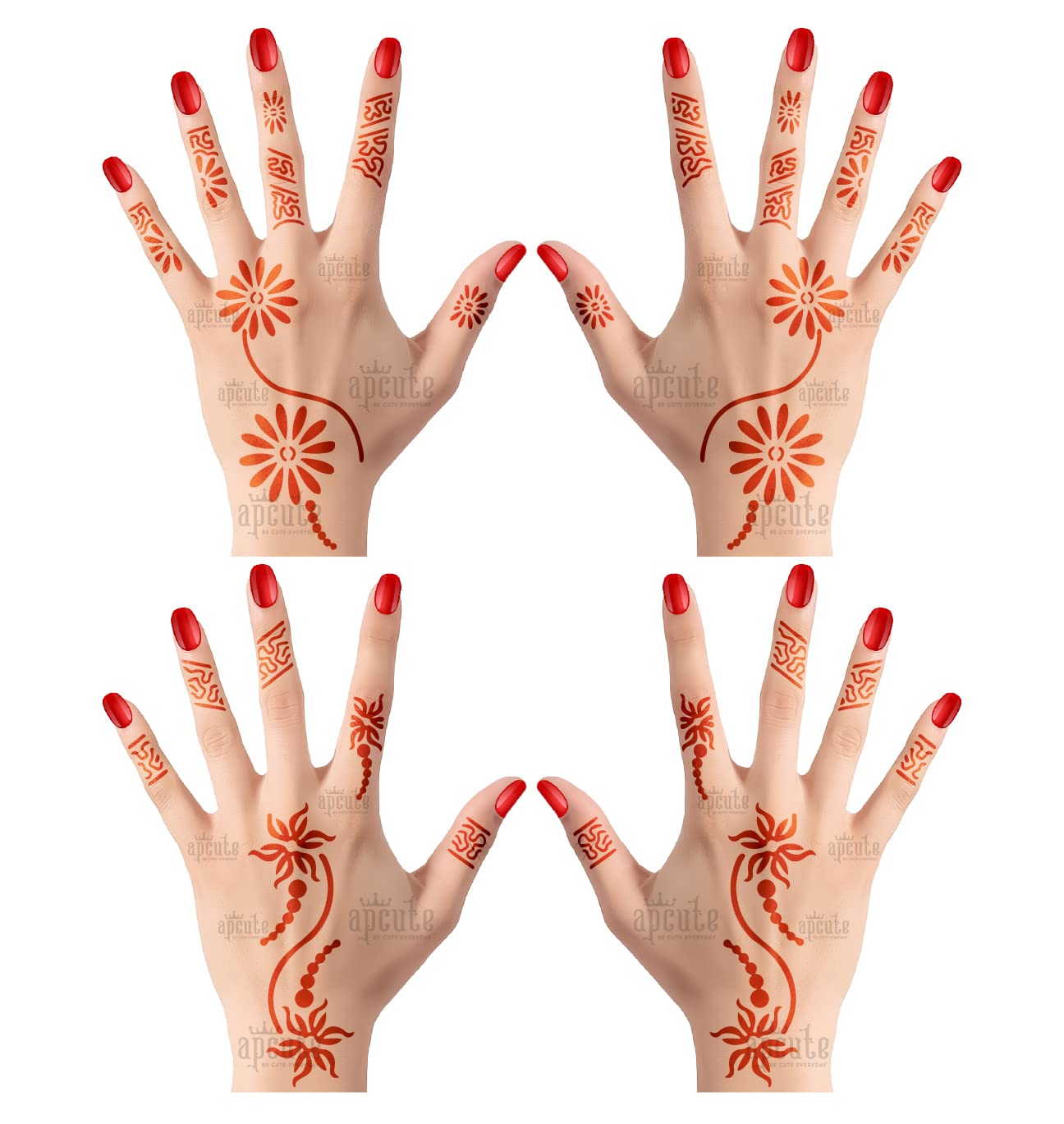 Buy Apcute Henna Design Stecnils For Hand Set Of 4 Piece Mehndi Design For Hands Mehandi Tattoo For Women And Girls Design No Apcute S H93 94 Online At Low Prices