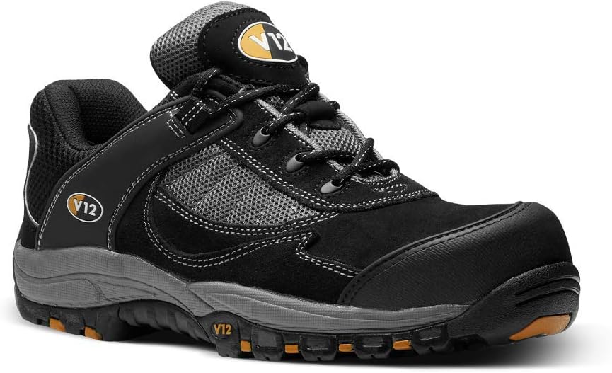 V12 Fastlane II, S1P Mesh Safety Trainer, Size 03, Black/Graphite