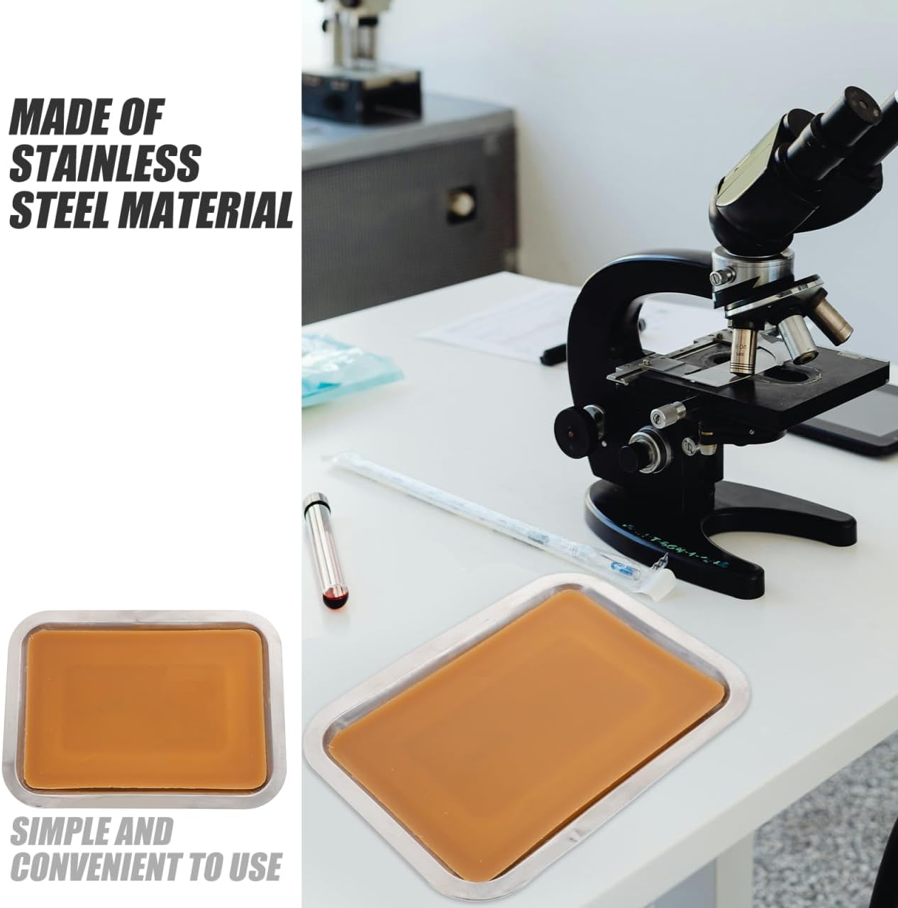 UKCOCO Wax Dissection Tray 10.2X7.5 Inch Stainless Steel Biology Lab Equipment with White Wax Layer for Junior Senior Classroom Use