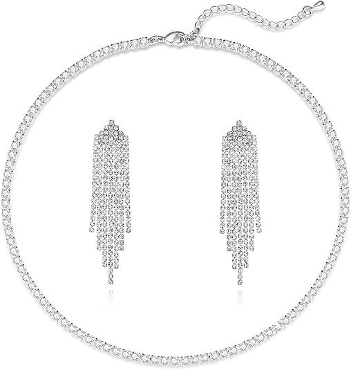 Luxval Rhinestone Chandelier Earrings – Long Sparkly Tassel for Women