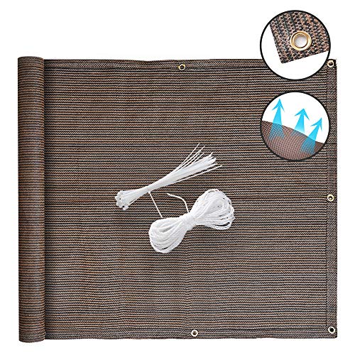 Preisvergleich Produktbild HOMPER Balkonbespannung 90x600 cm HDPE Balkon Sichtschutz Balkonverkleidung Balkonsichtschutz Windschutz Sonnenschutz, mit Kupferöse, Nylon Kabelbinder und Kordel
