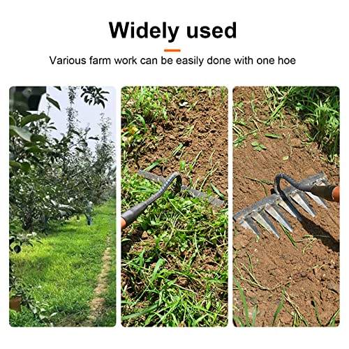Garden Rakes Metal Heavy Duty, Gardening Tools Heavy Duty Rake With 7 Metal Tines, All Steel Hardened Hoe Garden Hand Rake Tools For Backyard Lawn Loosening Planting Weeding #TOP3