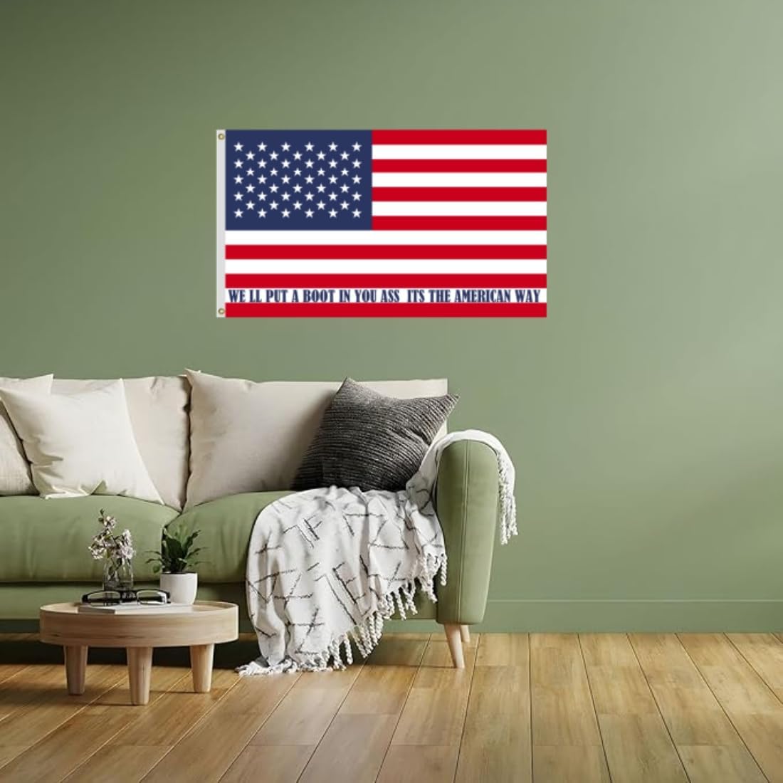 3X5FT Flag with Quote We'll Put a Boot in Your Ass It's the Way, Men Women Banner, Vibrant Colors, Double Stitched with 2 Brass Grommets, Bar Garden Street Decoration Indoor Outdoor Use,Gifts. (3X5FT)