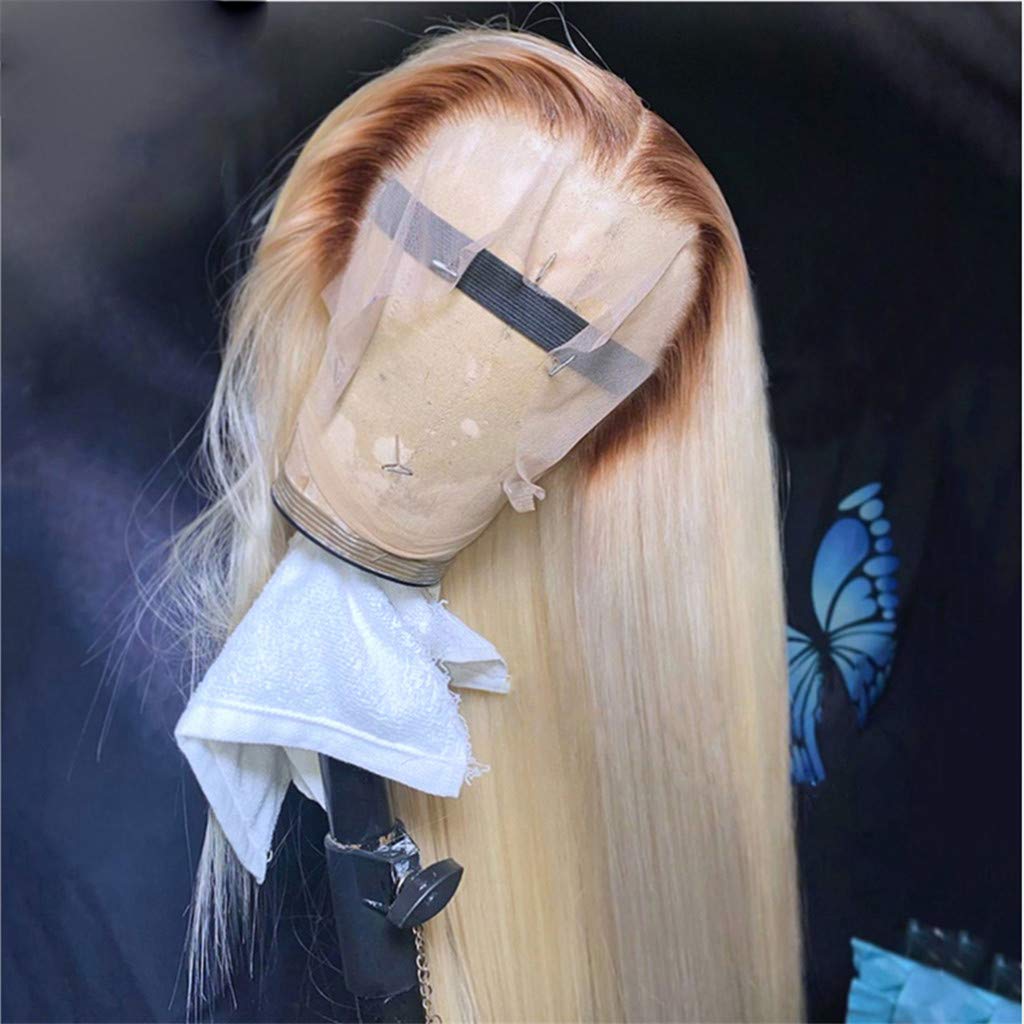 Ombre Blonde Human Hair Wigs For Women Straight 4T613 Brazilian Virgin Hair 613 Lace Front Wig Transparent Lace Wigs Pre Plucked 22Inch