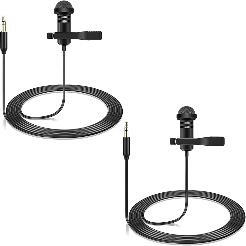 Paquete de 2 micrófonos Lavalier para transmisores DJI Mic 2 y Rode Wireless Pro | Micrófono portátil omnidireccional con solapa Lav para locutores de conferencias en streaming de entrevistas de Vlog