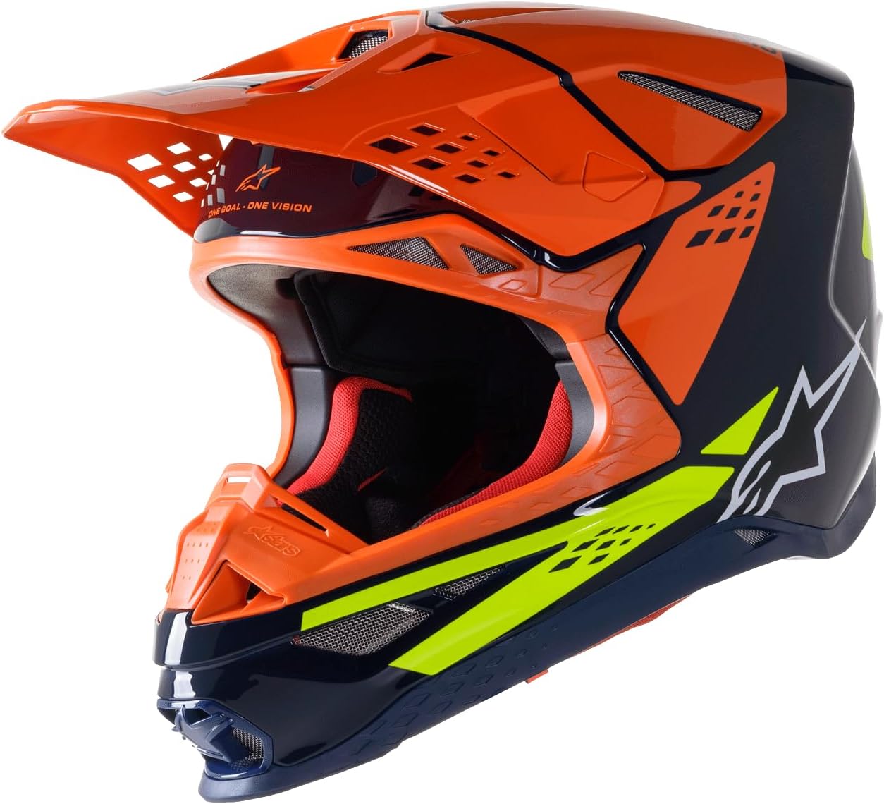 Alpinestars Supertech M8 Factory Helmet, Men's Motocross, MIPS, 2XL, Dark Blue/Orange/Yellow Fluo