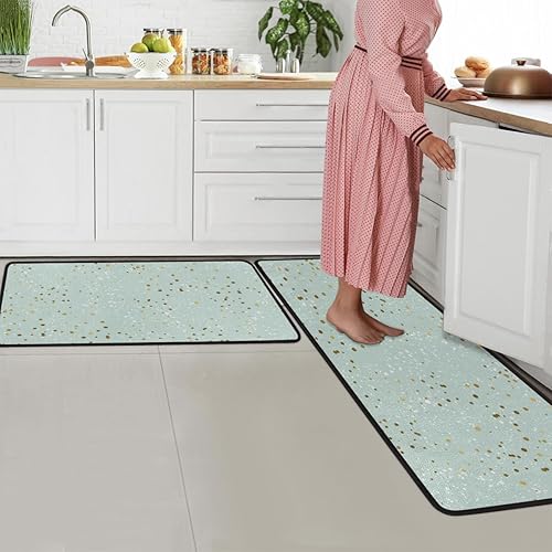 Vista 70 de GUYOS Tapete de cocina acolchado con diseño de mandala dorado, antifatiga, juego de 2 piezas, duradero, resistente a las manchas, parte inferior