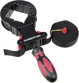 POWERTEC 71101 Quick Release Strap Clamps for Woodworking - 13ft Band Clamps with Ergonomic Handle for Picture Frames, Cabinets, Drawers