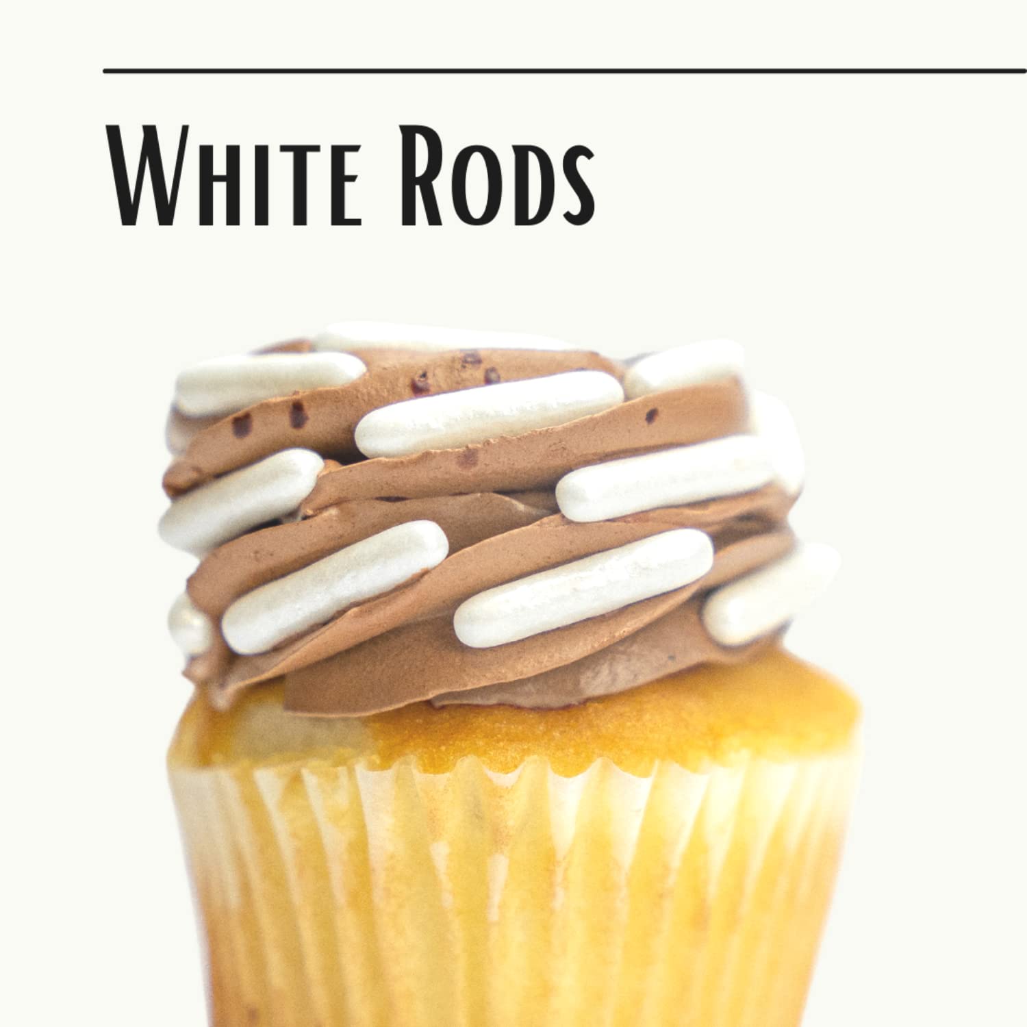 BAKELL® White Pearl Rods Krazy Sprinkles®, 1LB,1xBag for Cakes, Cake Pops, Brownies, Baking