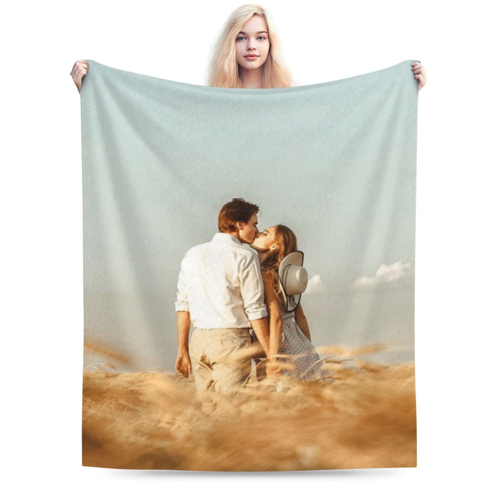 Blanket with Pictures Customized Throw Blankets for Couch Bed Custom Picture Logo Text Soft Flannel Fleece Customize 1 Photo, Personalized Gifts for