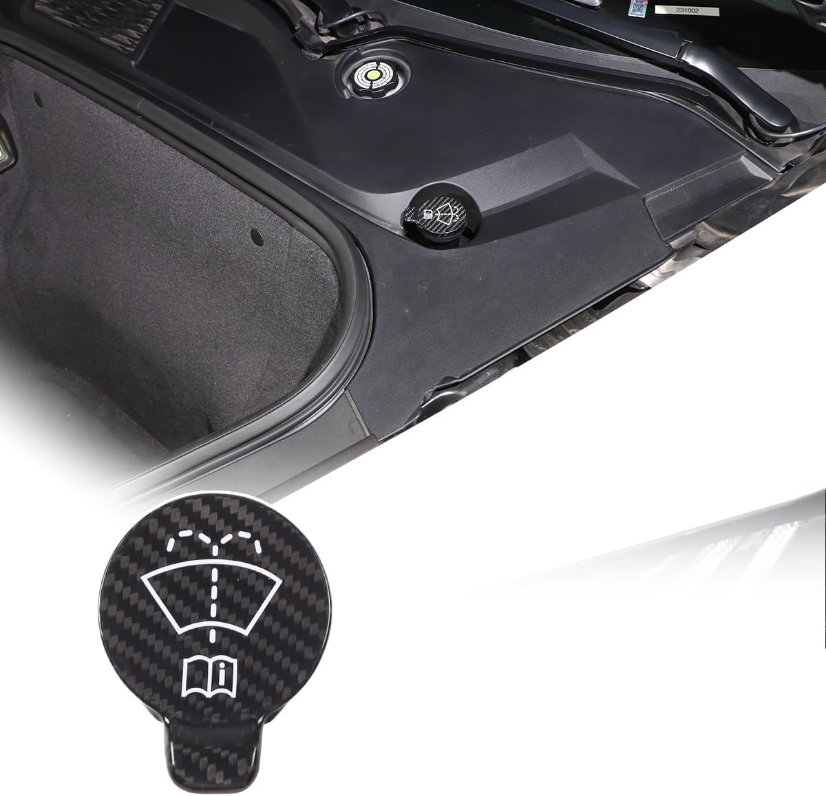 Windshield Wiper Washer Fluid Reservoir Tank Bottle Cap For Chevrolet Corvette C7 2014-2019 Car Coolant Reservoir Cap&Brake Master Cylinder Reservoir Cap(Windshield Washer Washer Reservoir Cap, Black)