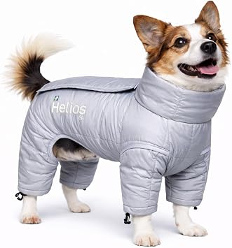DOGHELIOS Thunder-Crackle Full-Body Bodied Waded-Plush Adjustable and 3M Reflective Pet Dog Jacket Coat w/ Blackshark Technology, Small, Grey