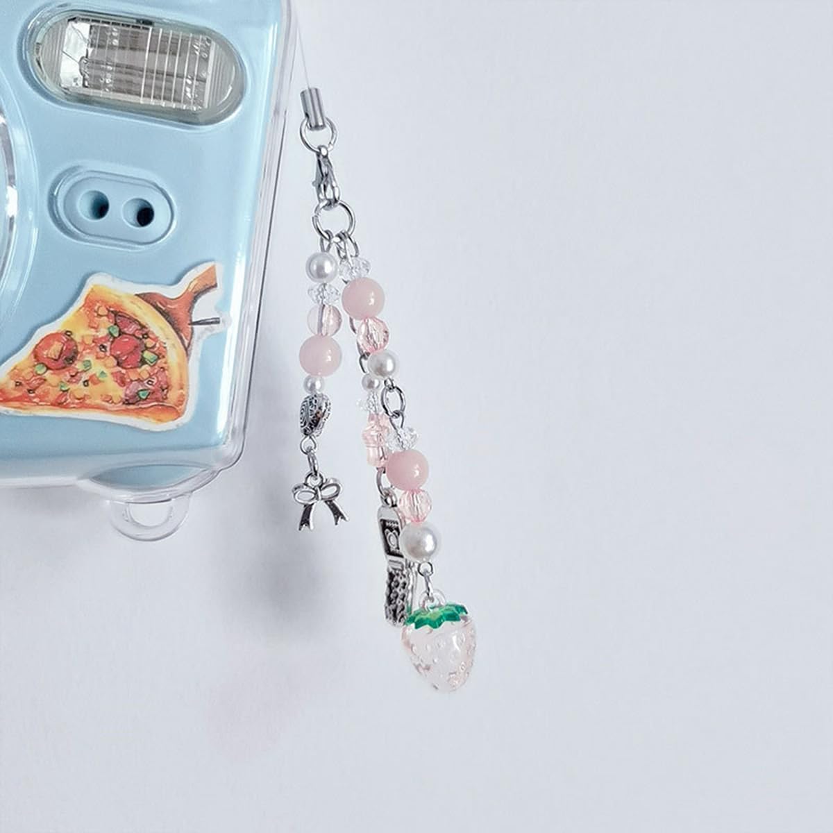 cioatu Cute Y2K Phone Charm Aesthetic Cellphone Chain Strap Lanyard For Phone Pink Strawberry Butterfly PhoneCharms for Bag Keychain Airpods Camera (Pink Strawberry)