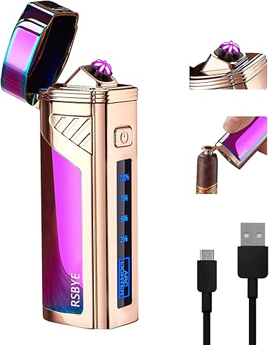 Encendedor eléctrico de triple arco a prueba de viento, encendedor de plasma sin llama, encendedor USB recargable, abridor 2 en 1 con indicador