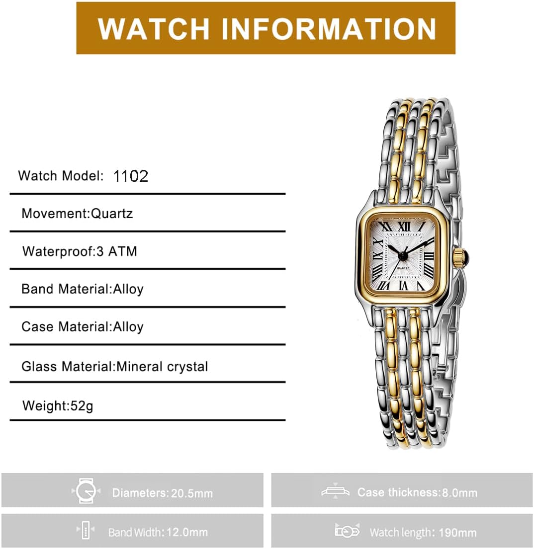ADSBIAOYE Gold Watches for Women with Square Roman Dial Vintage Small Bracelet Ladies Quartz Wrist watchs Water Resistant - Image 7