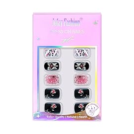 Halloween Press On Nails Short - Mummys Crypt,Black Press On Nails Halloween with Spider Web, Acrylic Square Glue On Nails with Nail Glue, Stick On Nails in 16 Sizes - 32 PCS Soft Gel Kit