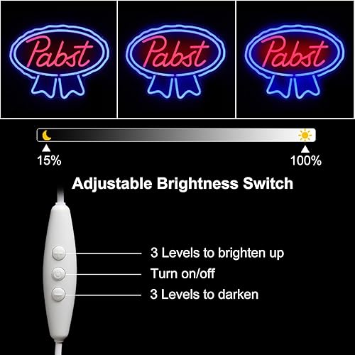 Miniatura 6 de Kullneon Pabst Beer - Letrero de neón con luces de neón azules y rojas para bar, pub, tienda, decoración de negocios