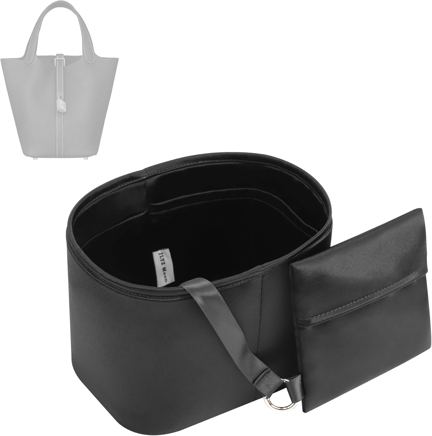 Fits for Picotin 22 Bag Insert, Premium Silk Purse Organizer Insert, Smooth Touch & Lightweight， Luxury Handbag Organizer with Gift Box Fits For Hermes(PC22,Black)