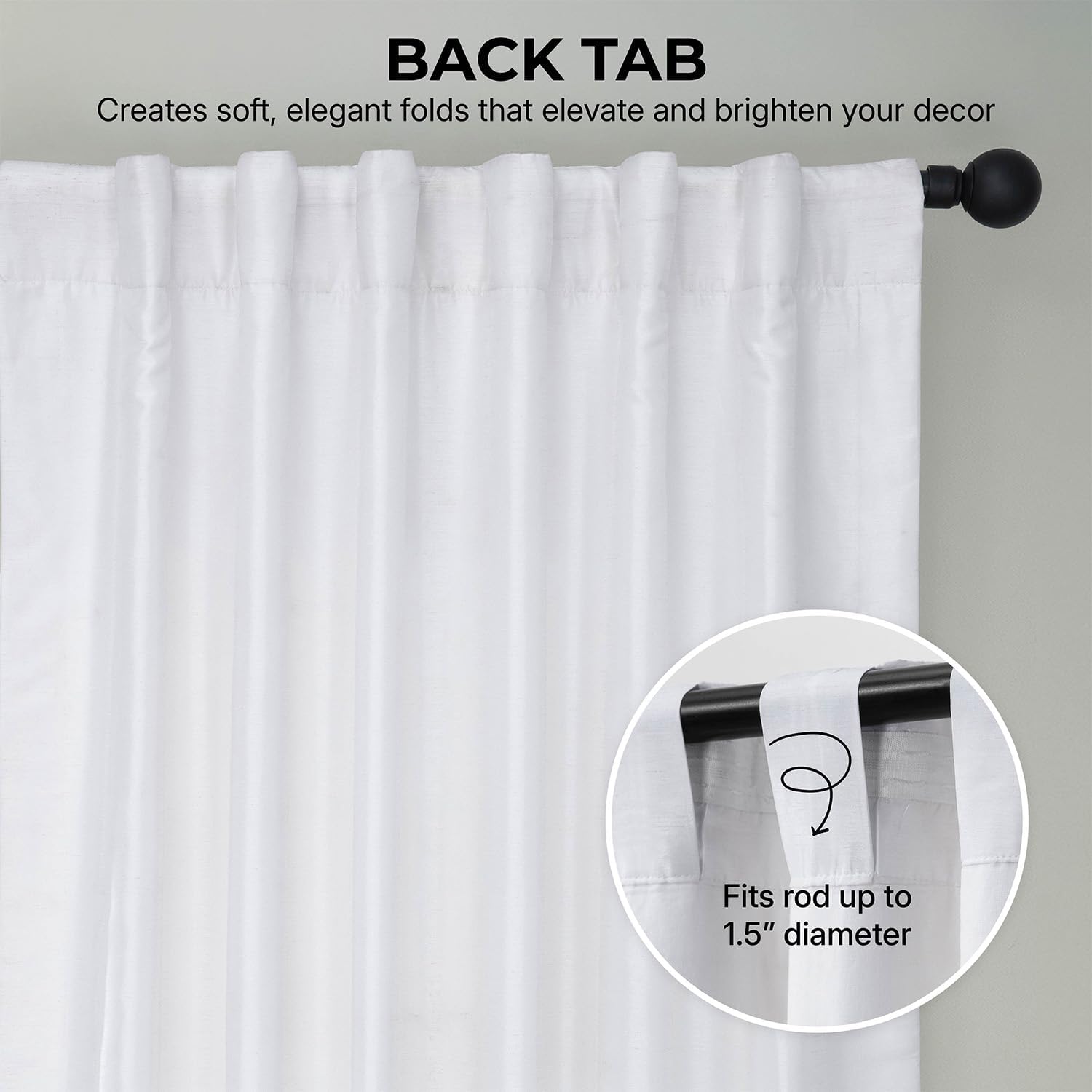 HPD Half Price Drapes Faux Silk Blackout Curtains 96 Inches Long for Bedroom & Living Room Vintage Textured Blackout Curtain (1 Panel), 50W x 96L, Ice