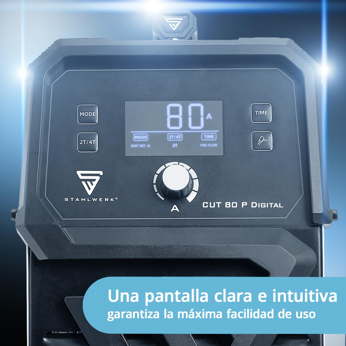 STAHLWERK Cortador de plasma CUT 80 P Digital – 80 A, capacidad de corte hasta 25 mm, Inverter Plasma Cutter con encendido HF Pilot, interfaz THC para control de altura CNC