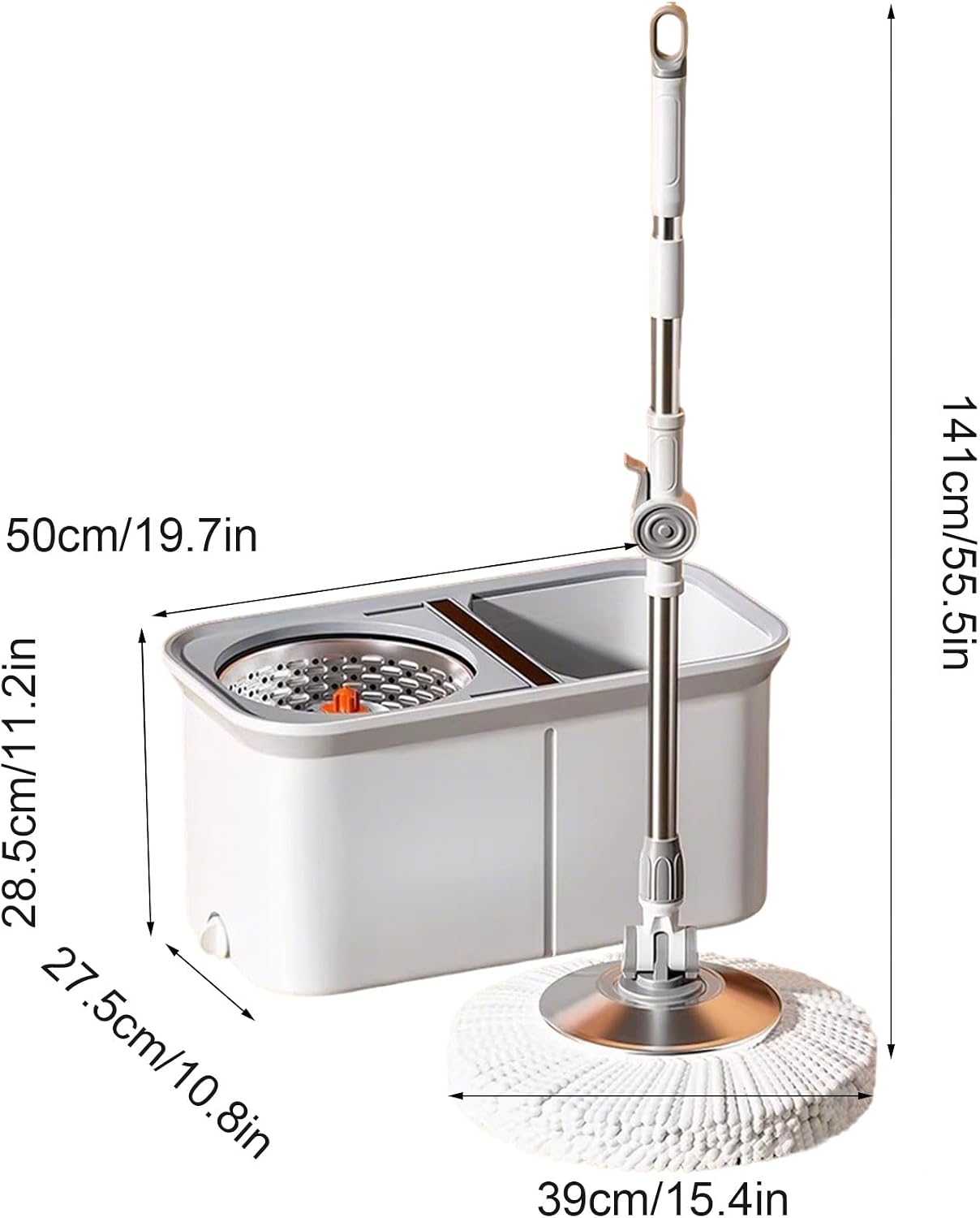 Spin Mop and Bucket with Wringer Set, 360° Spinning Mop and Detachable Inner Bucket System for Floor Cleaning of Hard-Wood, Laminate, Tile, Wall,2 Microfiber Mop Pads