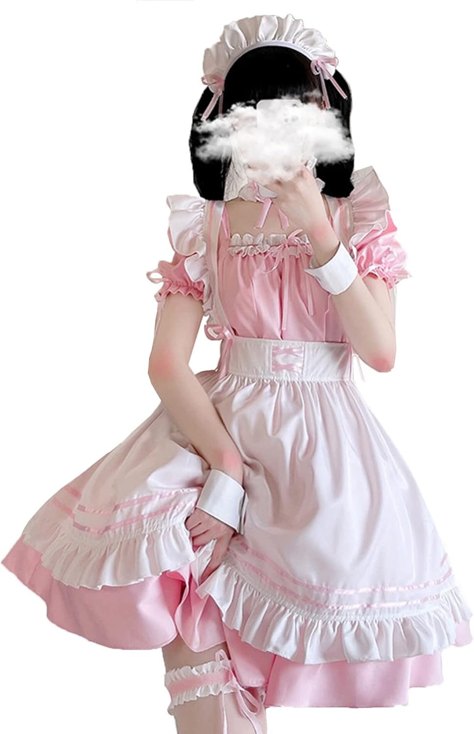Maid Outfit Anime Cosplay Lolita Maid Dress French Maid Costume Plush cat ear Socks set - Image 2